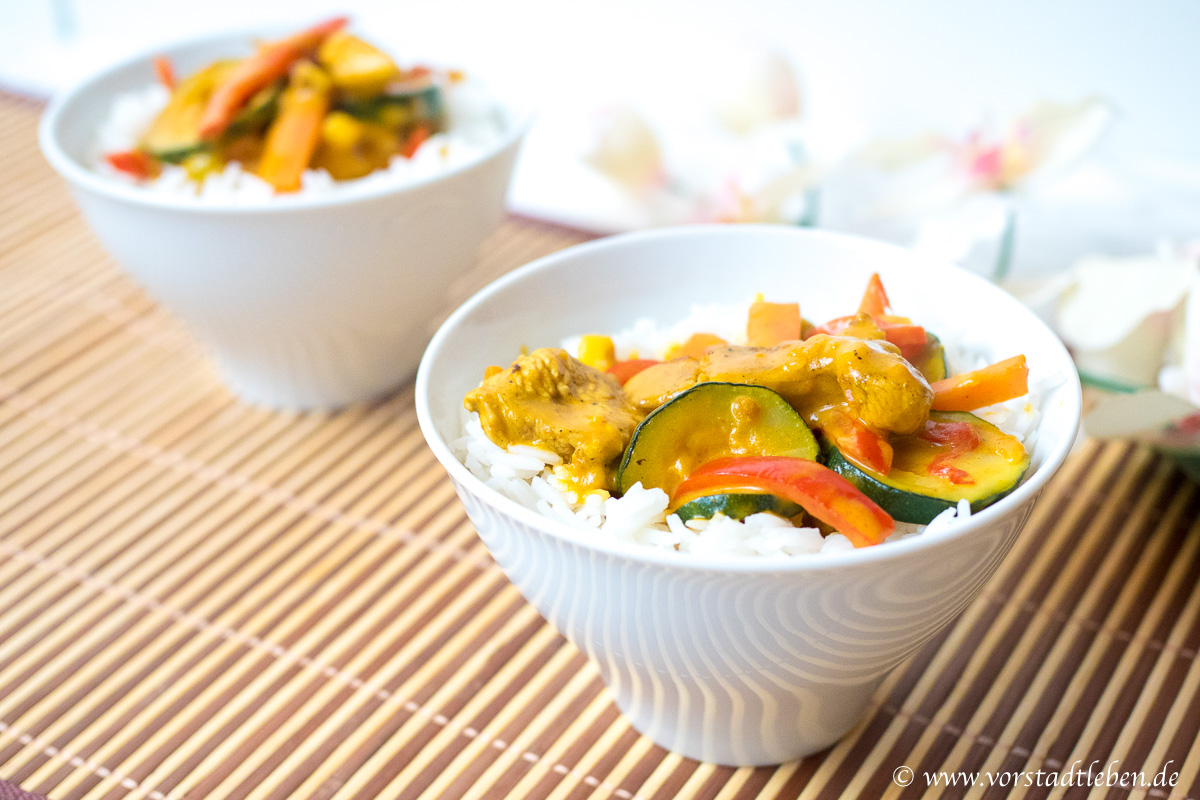 Haehnchen Gemuese Curry Rezept Basmati Reis