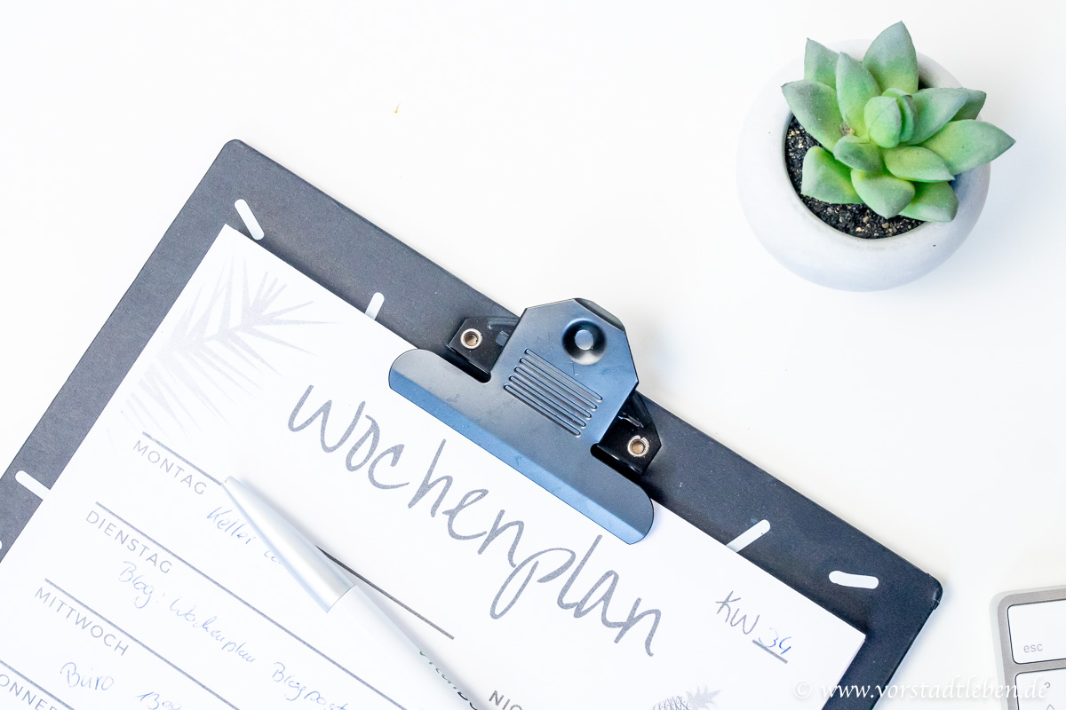 Wochenplan zum Ausdrucken Download Zeitmanagement Vorstadtleben Lifestyle Blog