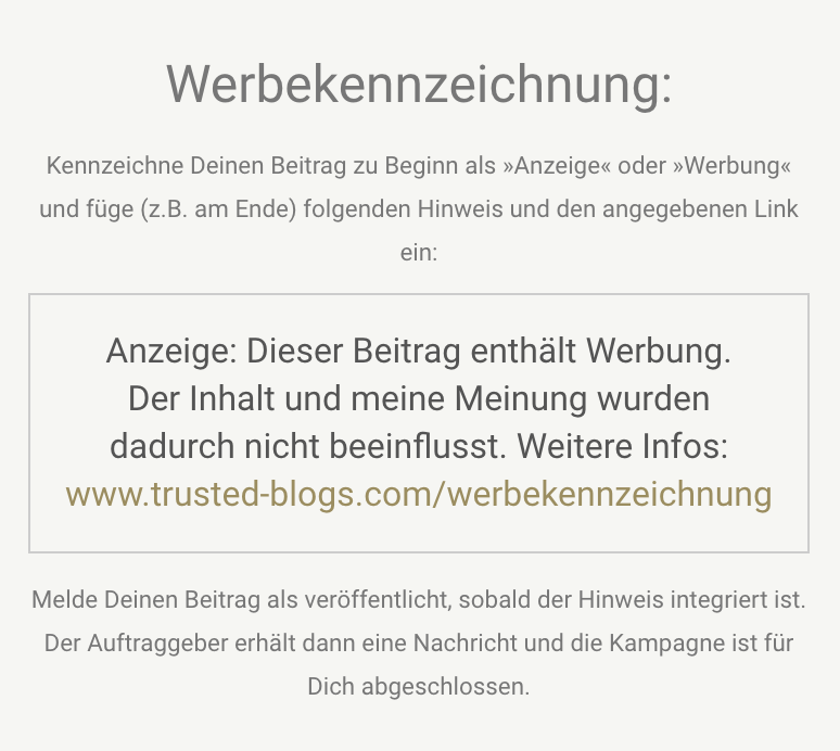Werbekennzeichnung trusted blogs