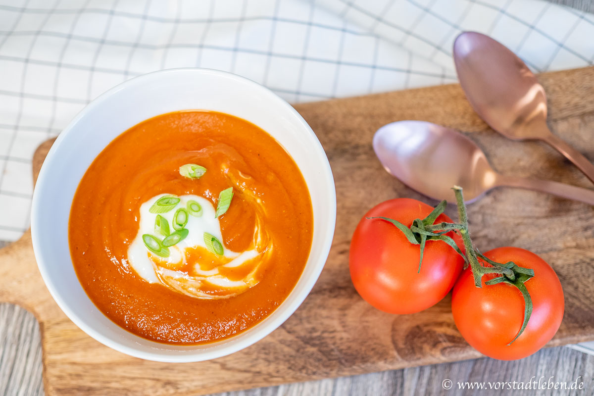 cremige Tomatensuppe mit linsen