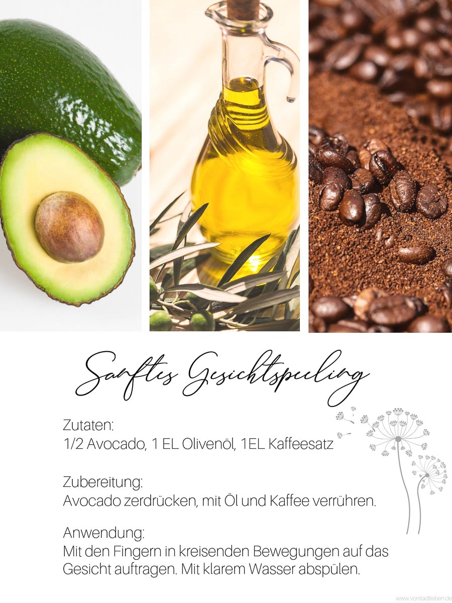Sanftes Gesichtspeeling DIY Kosmetik Hautpflege im Fruehling