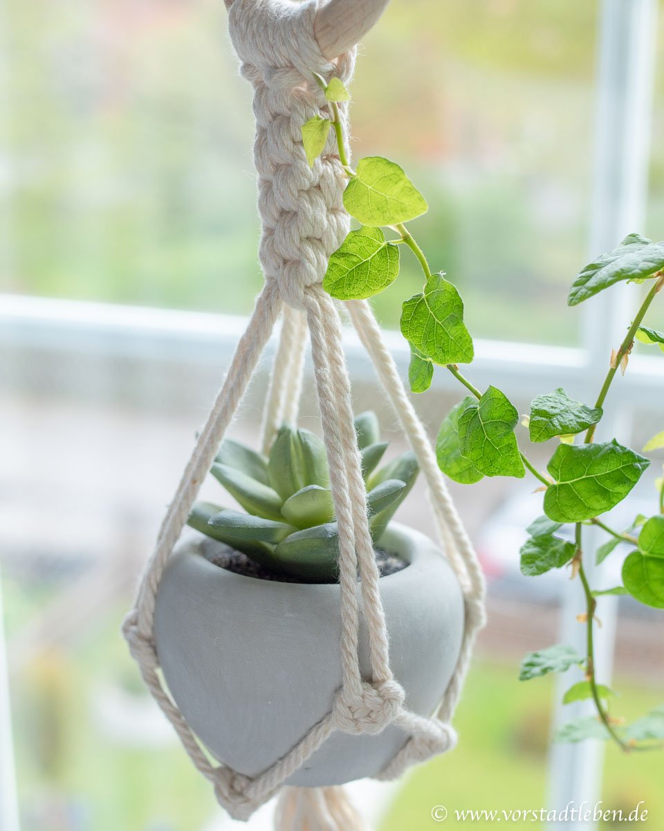 Fensterdeko Mit Makramee Anleitung Fur Blumenampel Und Deko Blatt